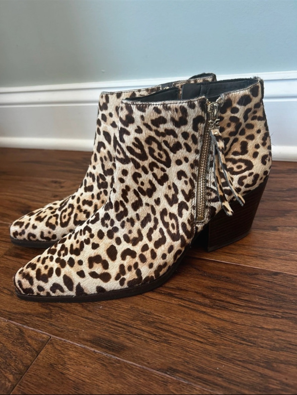 Sam Edelman Leopard Print Ankle Boots - Brown/Cream